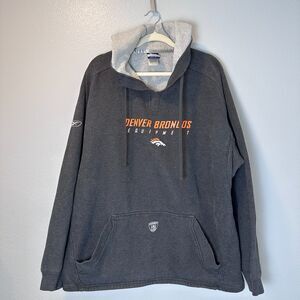 Y2K Vintage NFL Denver Broncos Hoodie Mens (2XL)TG Gray Reebok Sweatshirt